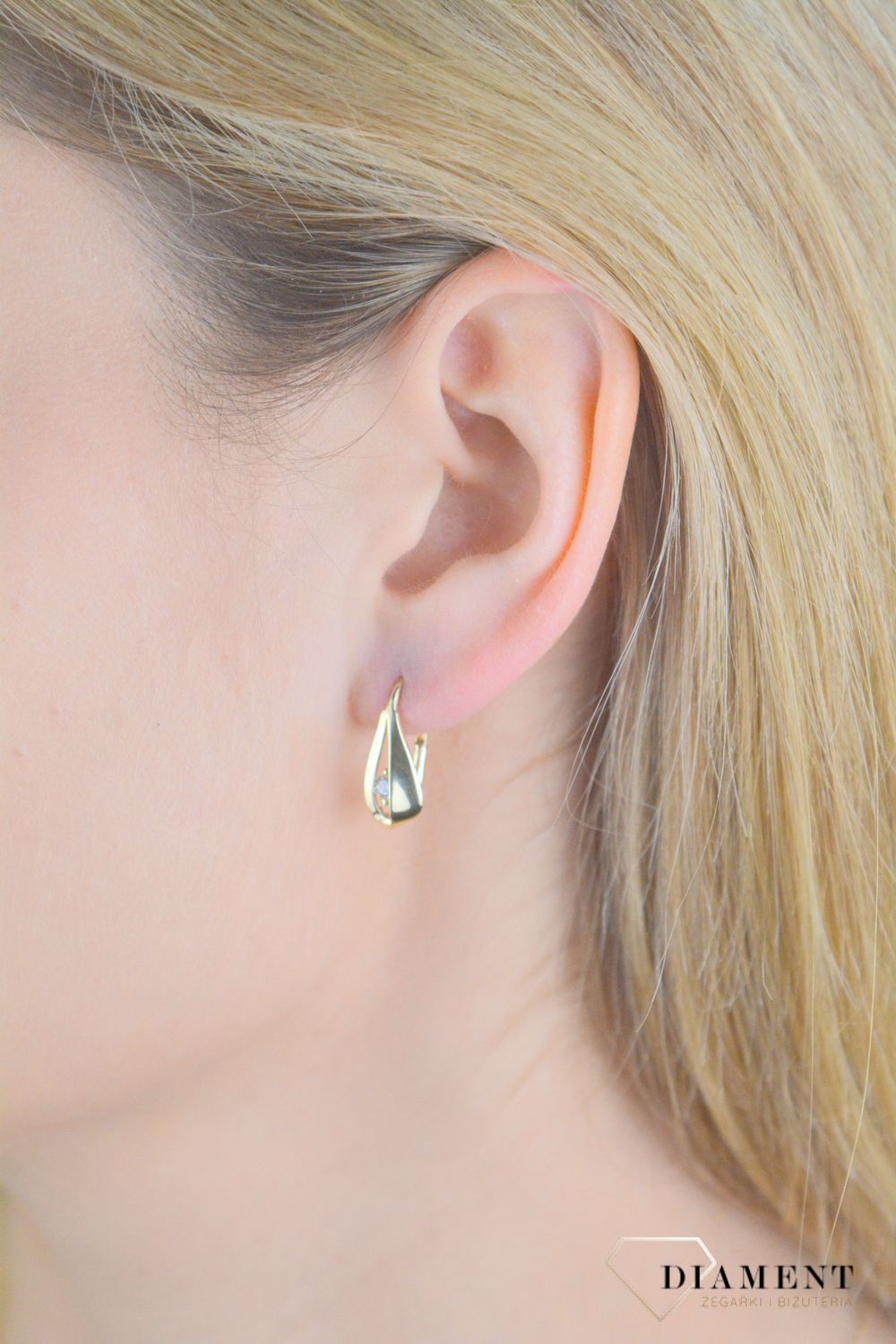 Złote kolczyki damskie 585 z cyrkonią KL 9117 585.jpg